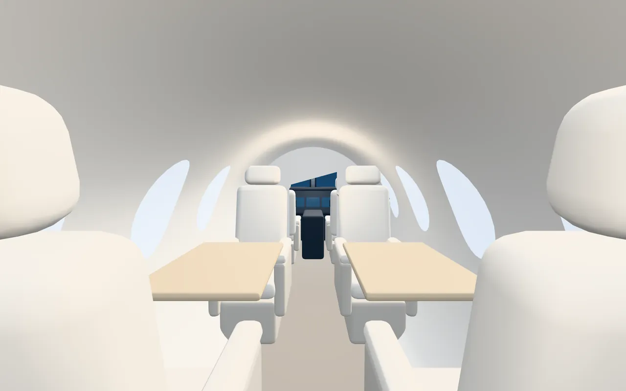 Cessna Citation CJ4 series 3D cabin interior illustration looking forward: a representative 6-seat layout in a 4 ft 10 in wide, 4 ft 9 in tall cabin.