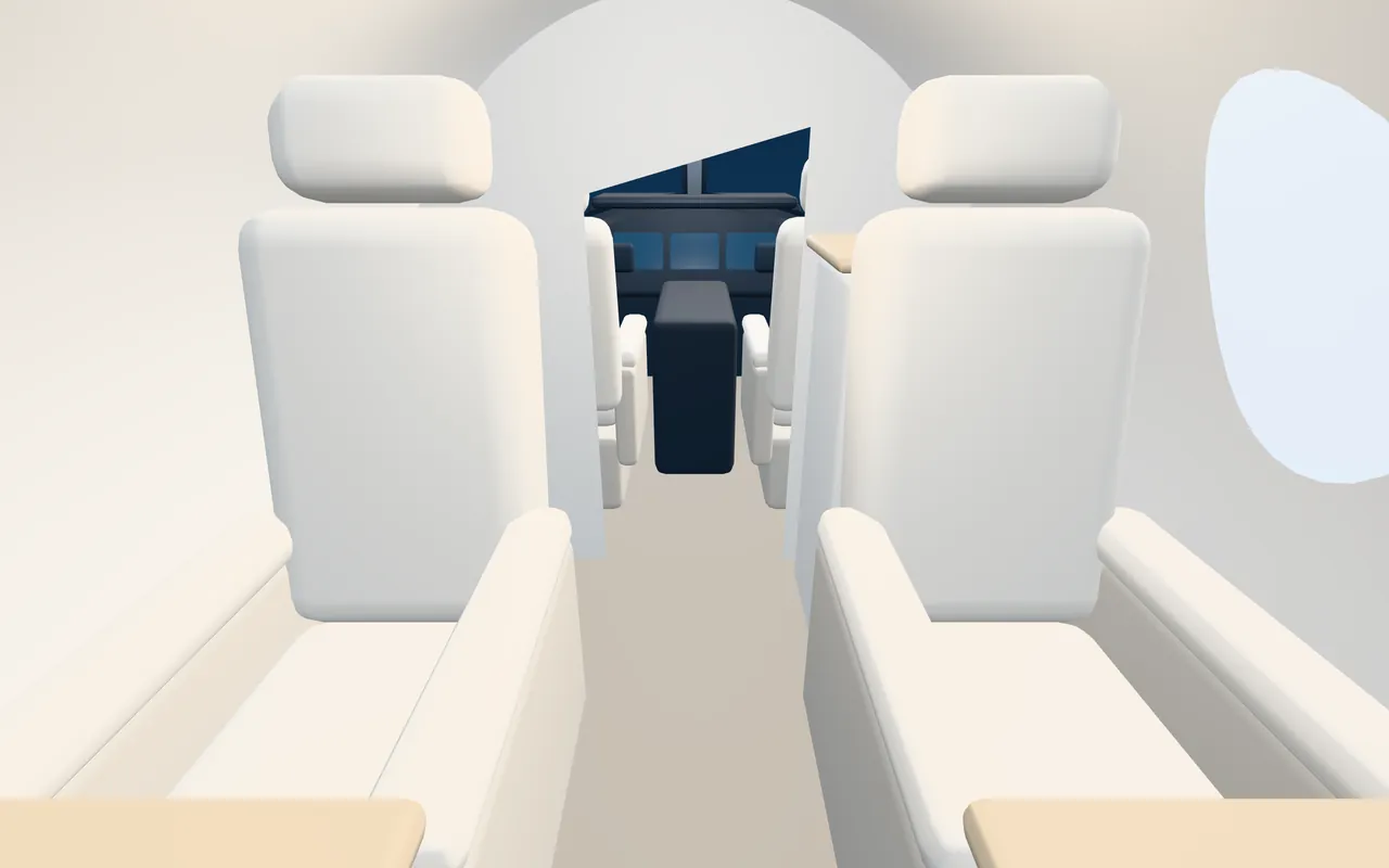 Cessna Citation M2 series 3D cabin interior illustration looking forward: a representative 4-seat layout in a 4 ft 10 in wide, 4 ft 9 in tall cabin.
