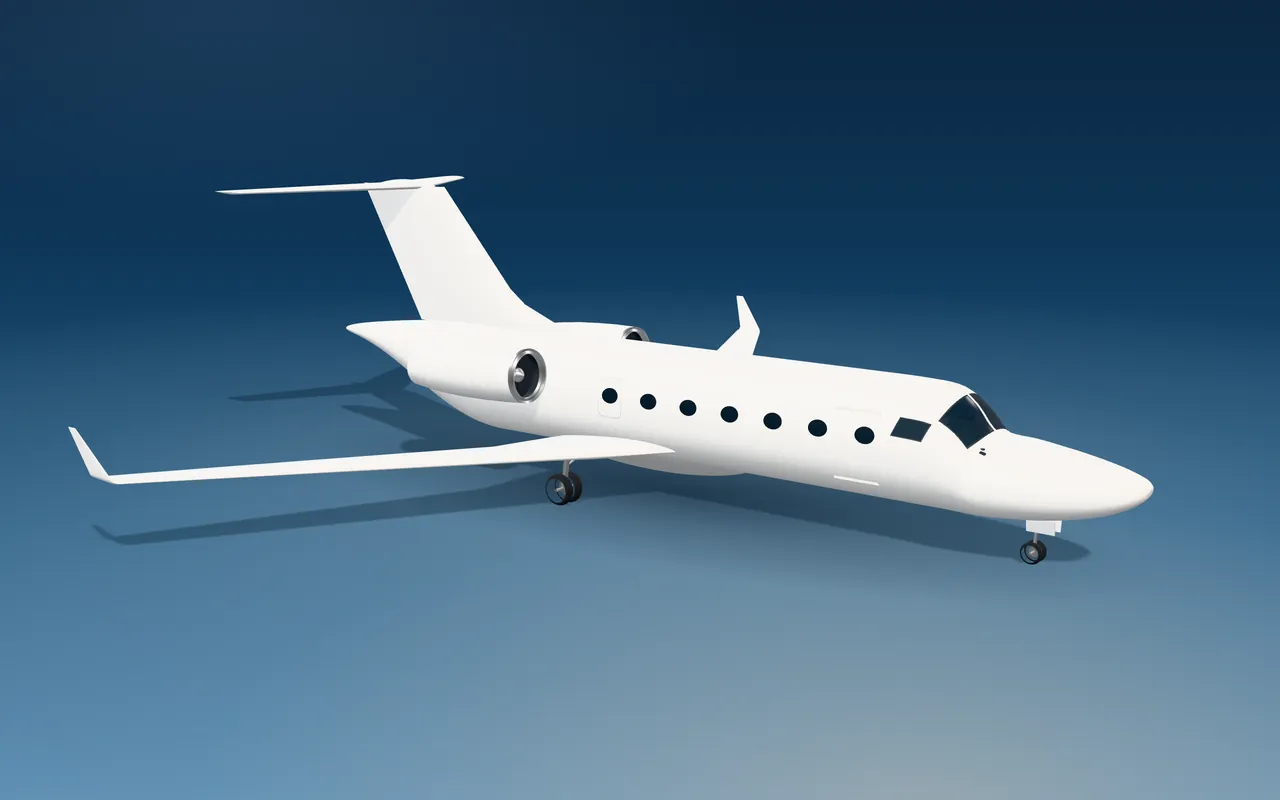 Embraer Legacy 500 3D exterior illustration, three-quarter view from the front.