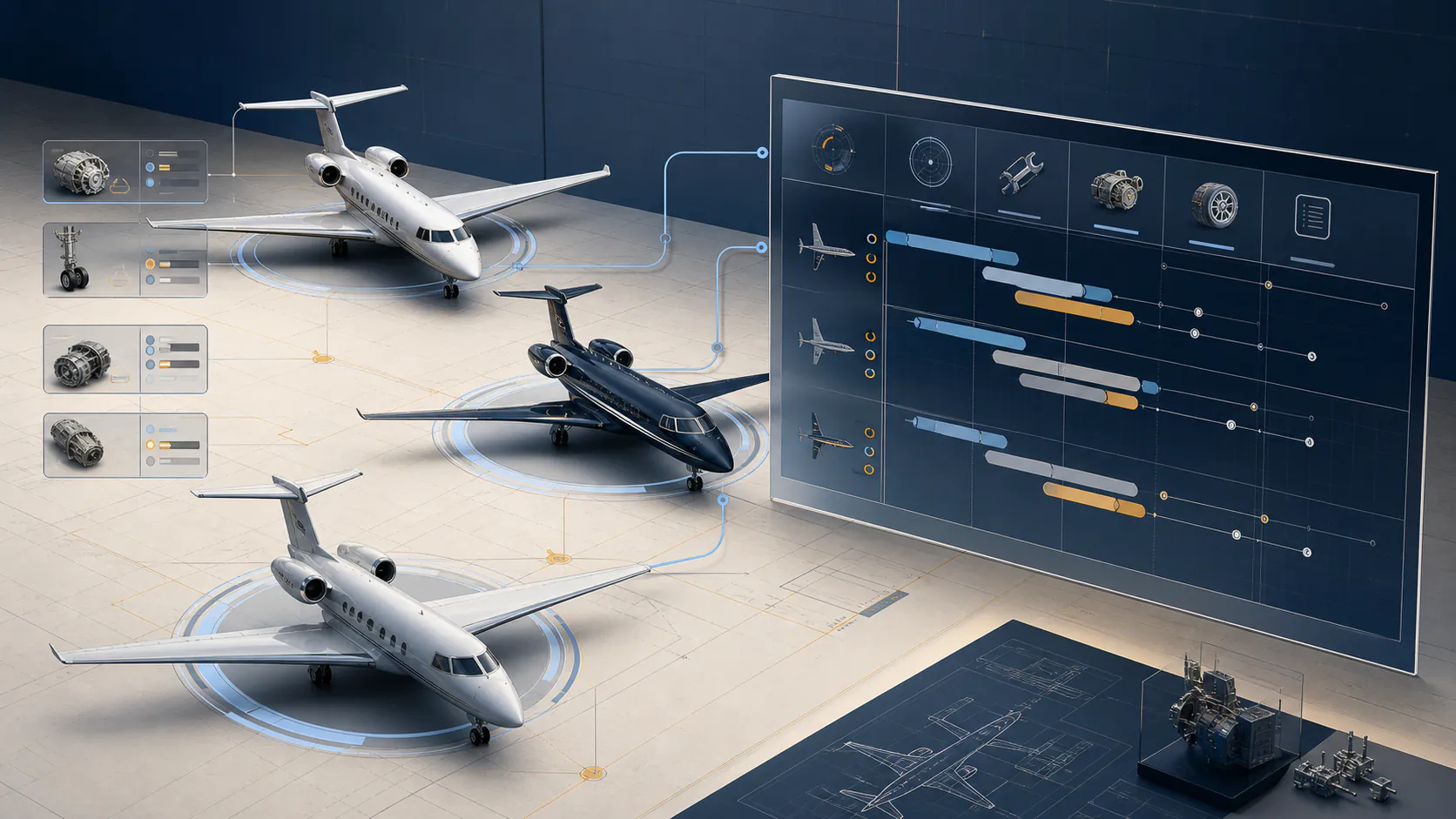 Aircraft Fleet Maintenance Software editorial illustration
