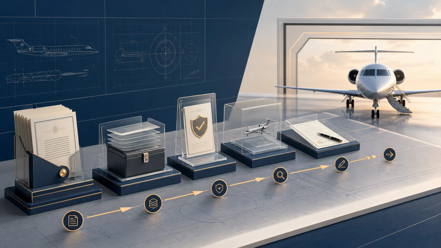 Aircraft Purchase Closing Checklist editorial illustration