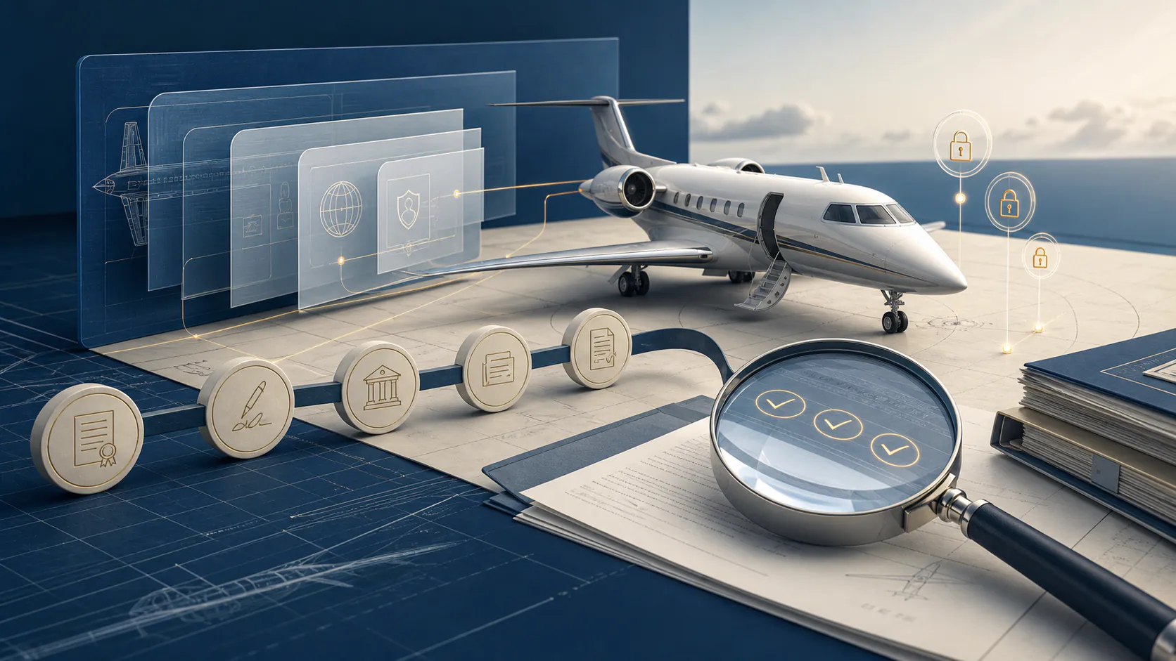 Aircraft Title Search and Lien Due Diligence editorial illustration