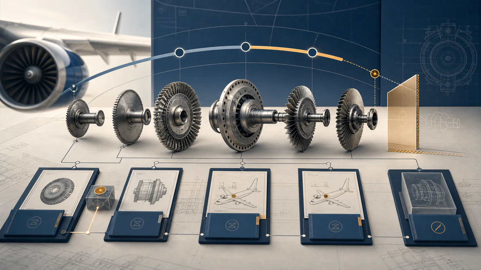 Aircraft Life-Limited Parts Tracking editorial illustration