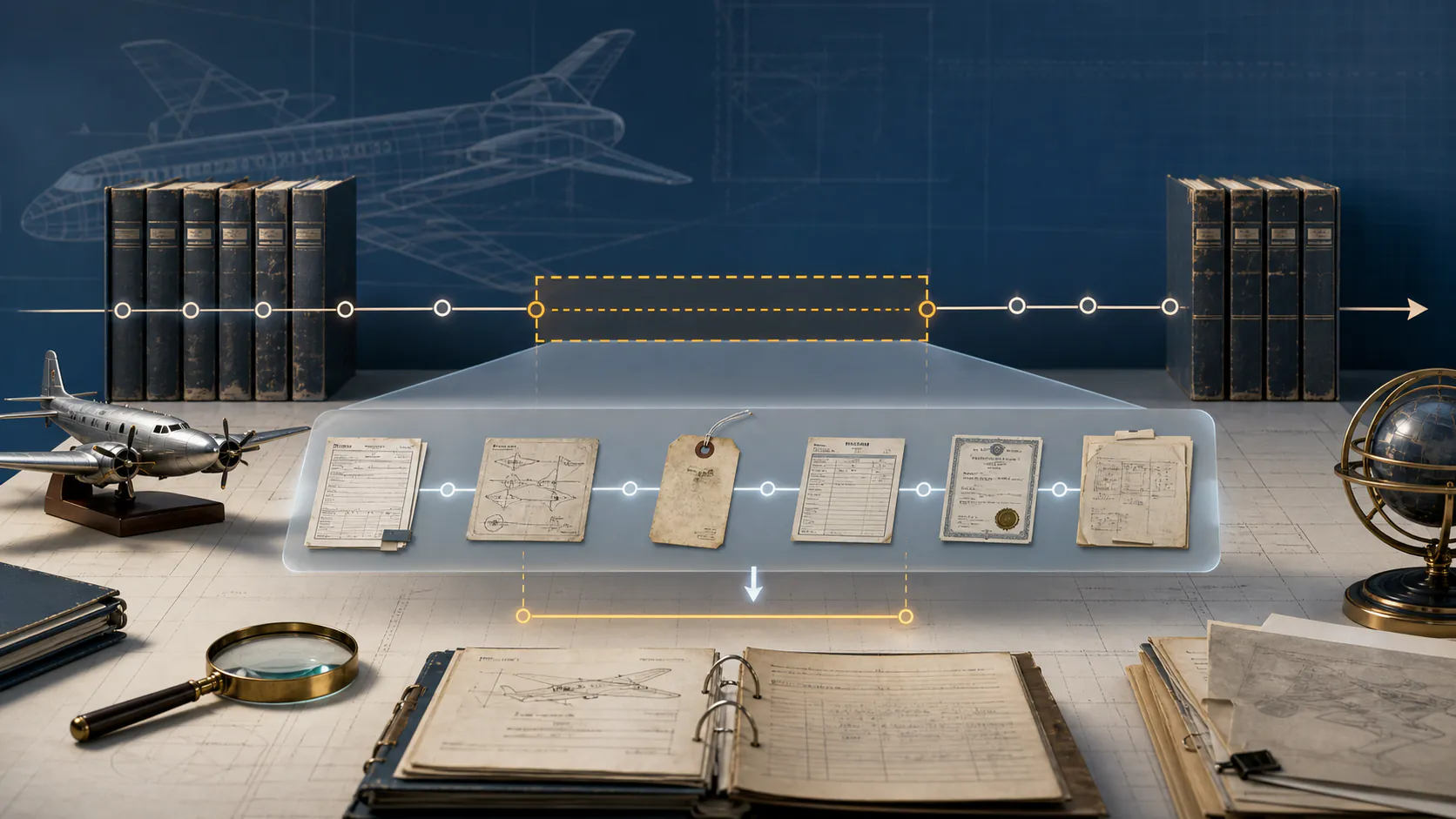 Missing Aircraft Logbooks: Value, Financing, and Recovery editorial illustration