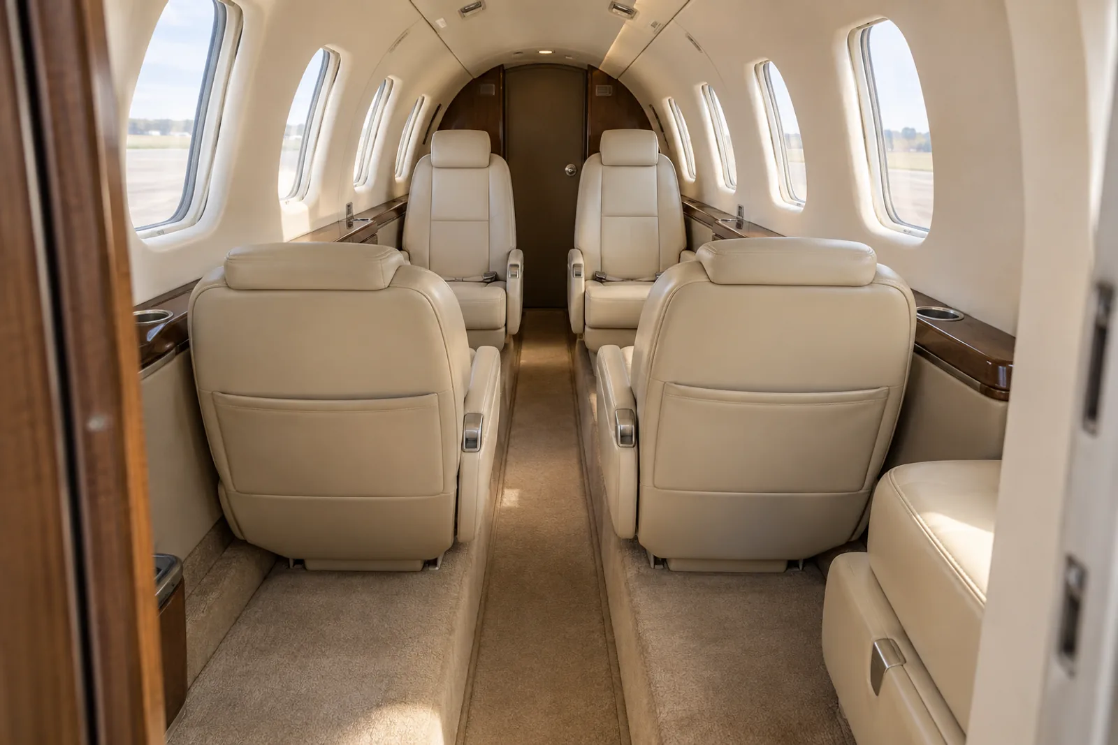 Original illustration of a representative five-passenger Cessna Citation CJ1 cabin