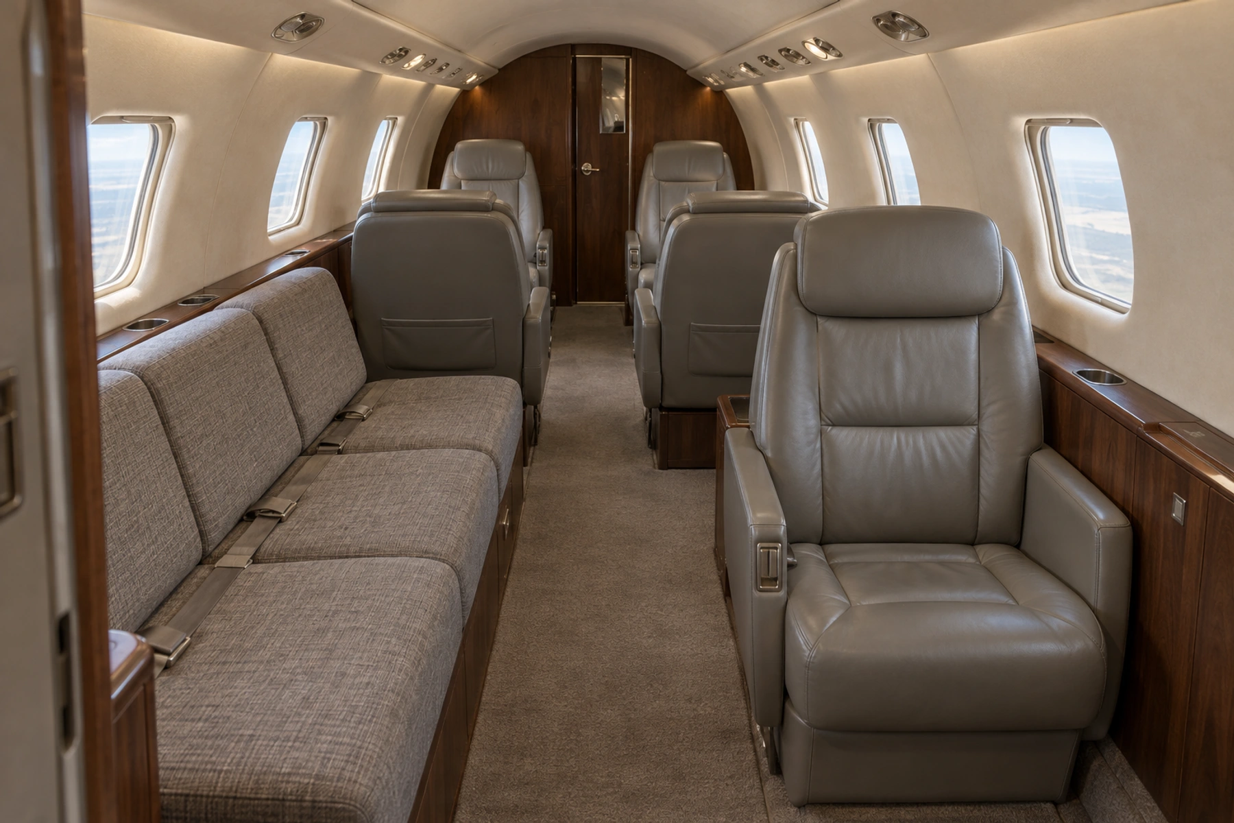 Westwind II eight-passenger example. Illustrative interior, not a photograph of this aircraft.