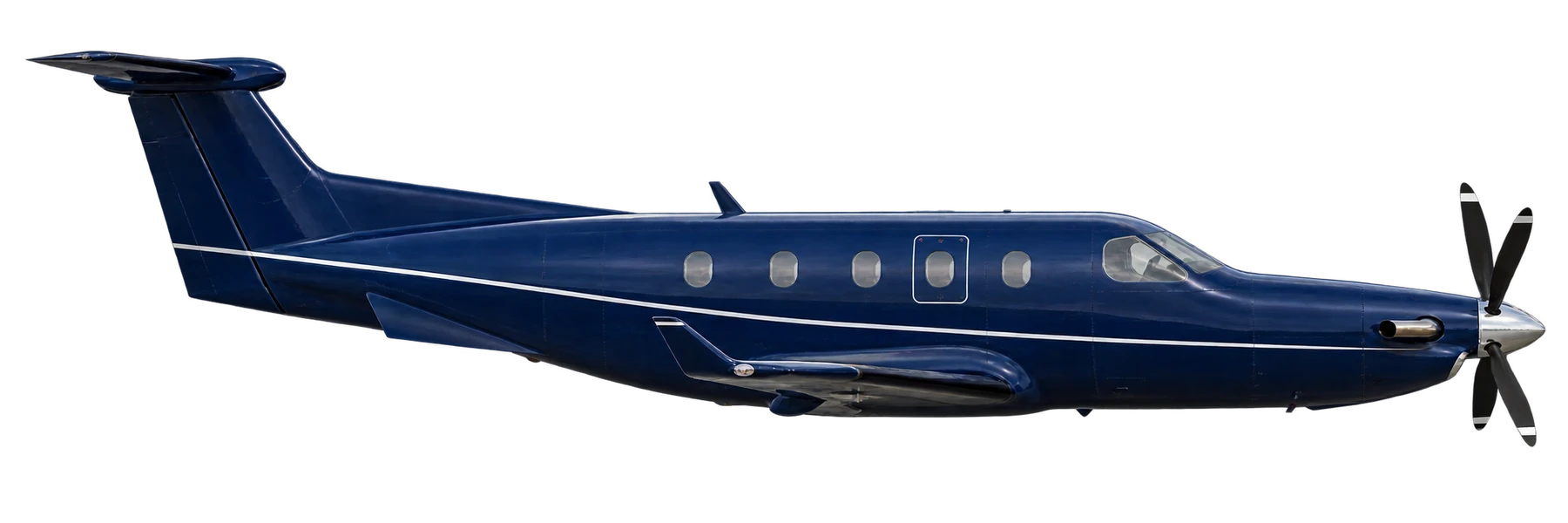 Illustration of a Pilatus PC-12/45 with a conventional four-blade propeller. Not a photo of N219PC.